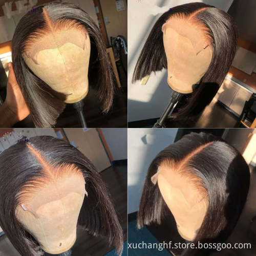 Wholesale Black 10-16 Inch Human Hair Bob Lace Wigs Vendor,Cheap 4x4/13x4 Closure Bob wig Natural Pre plucked With Baby Hair